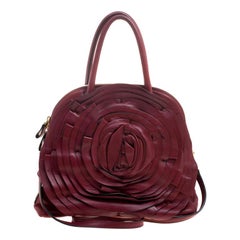 Valentino Red Leather Petale Rose Dome Satchel