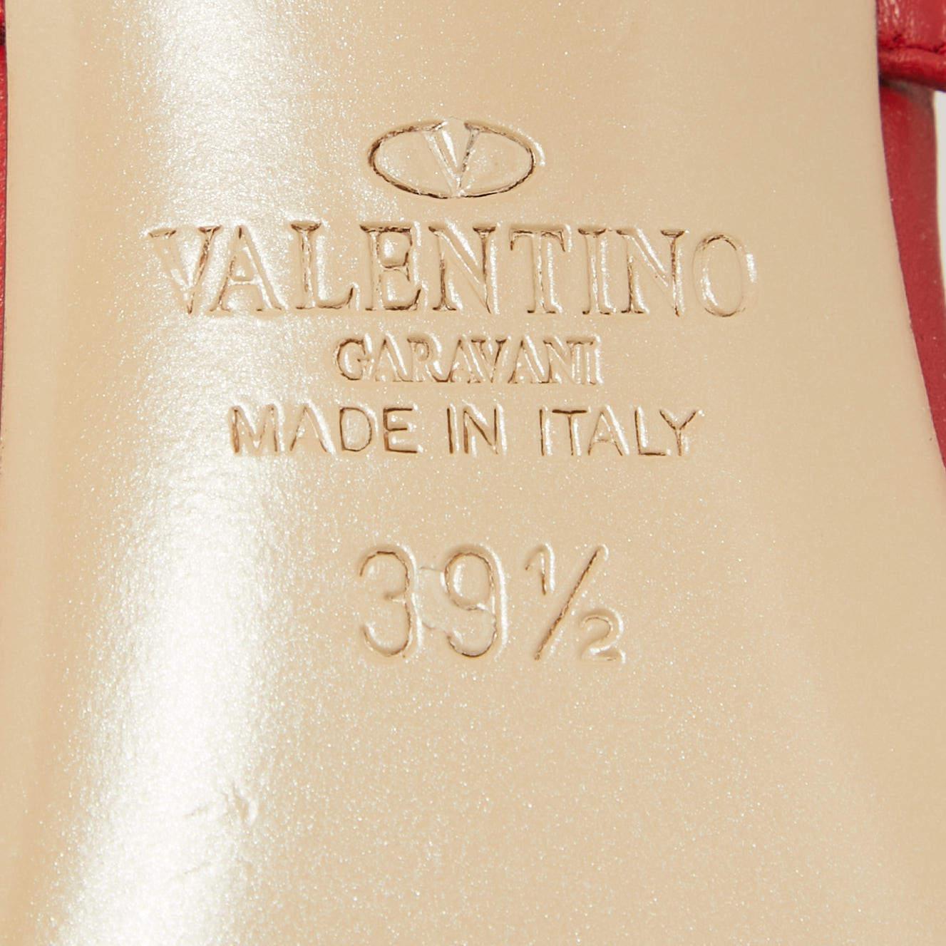 Valentino Red Leather Rockstud Ankle Strap Sandals Size 39.5 3