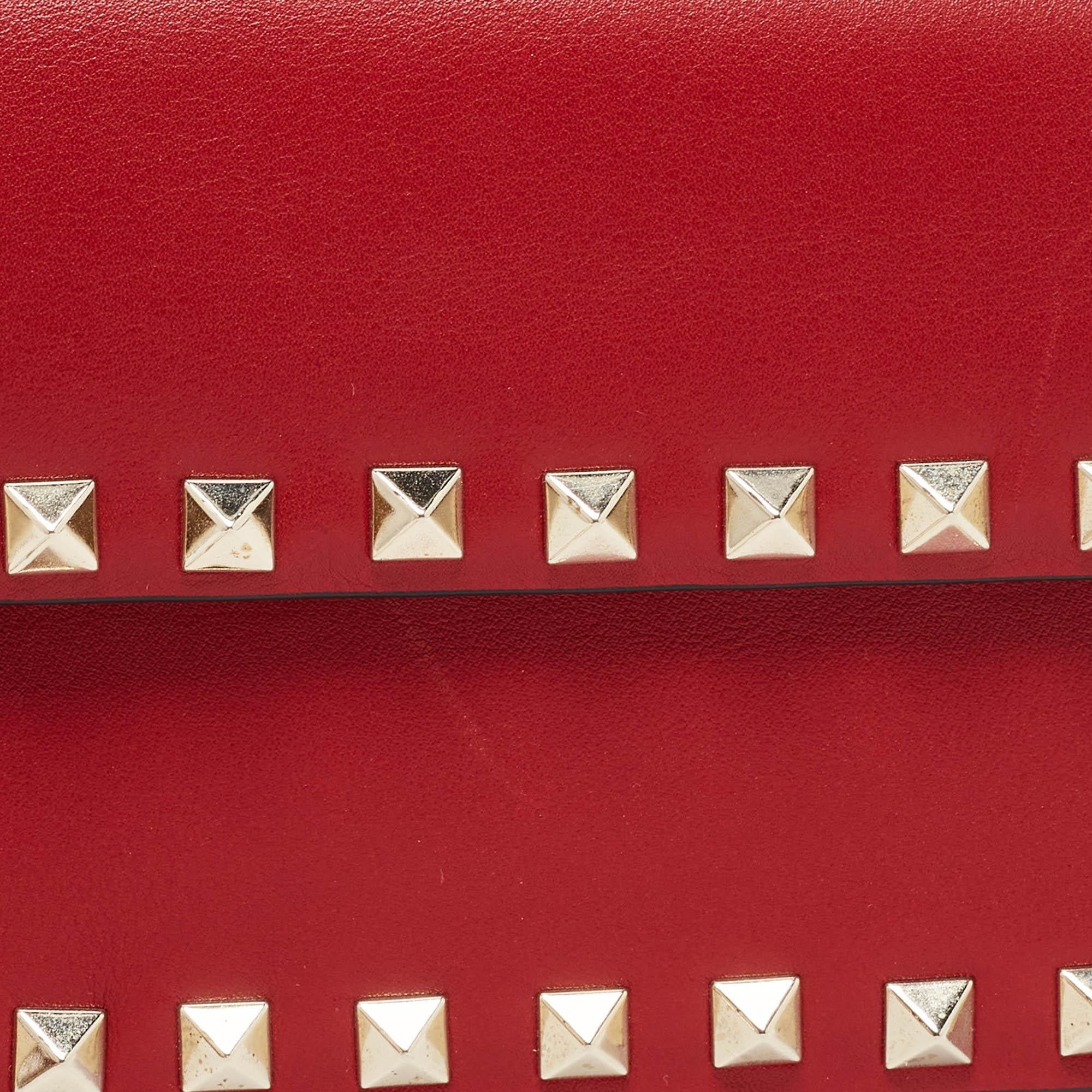 Valentino Red Leather Rockstud Bangle Clutch 6