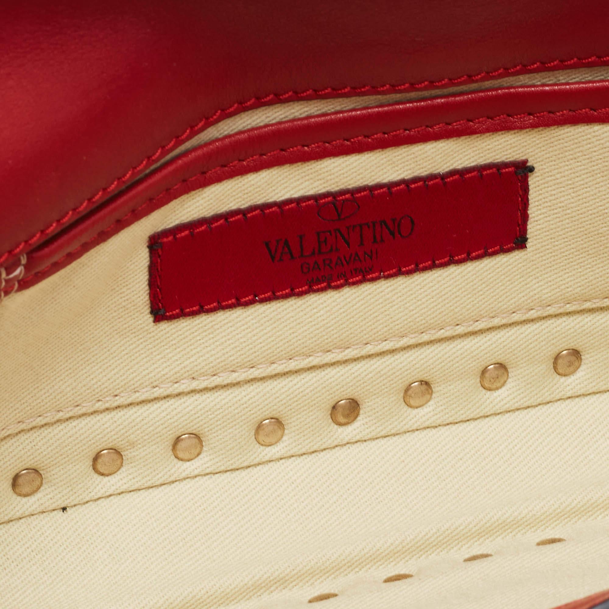 Valentino Red Leather Rockstud Bangle Clutch 1