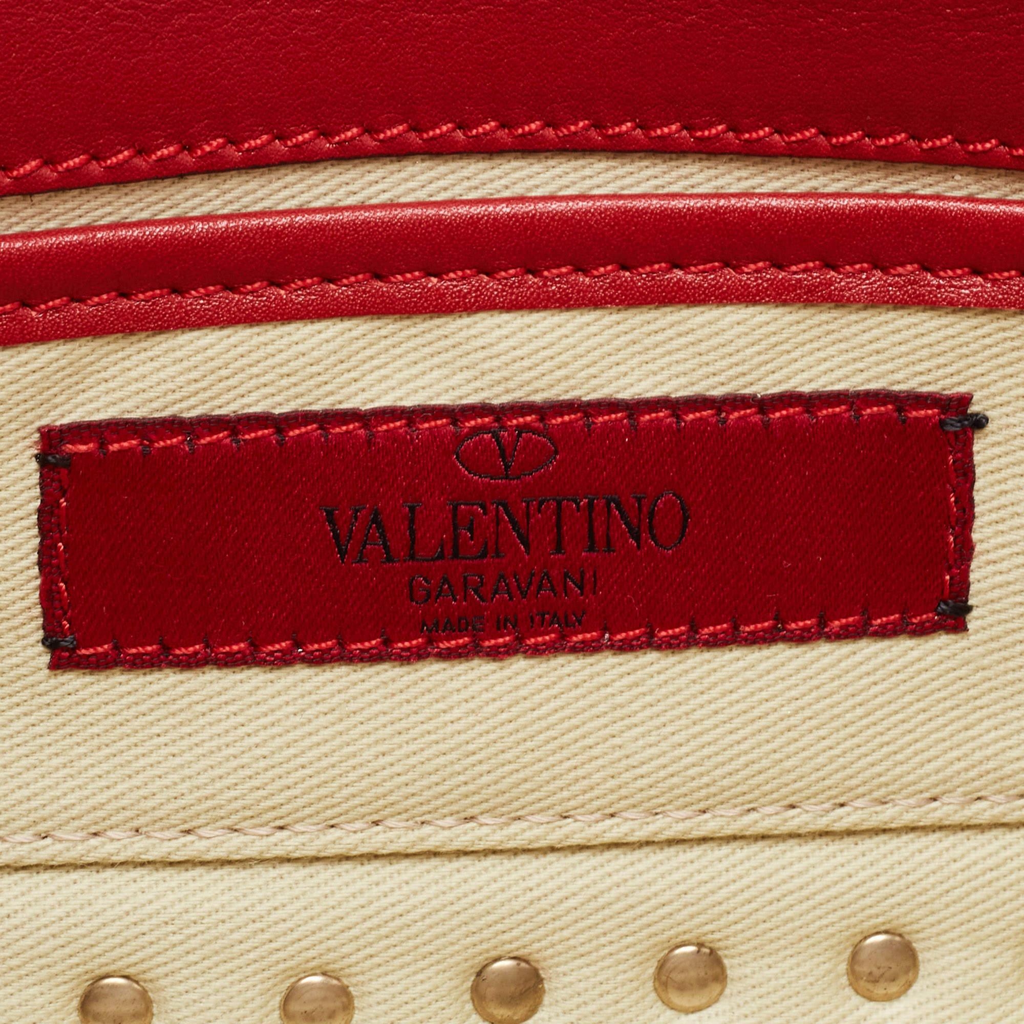 Valentino Red Leather Rockstud Bangle Clutch 2
