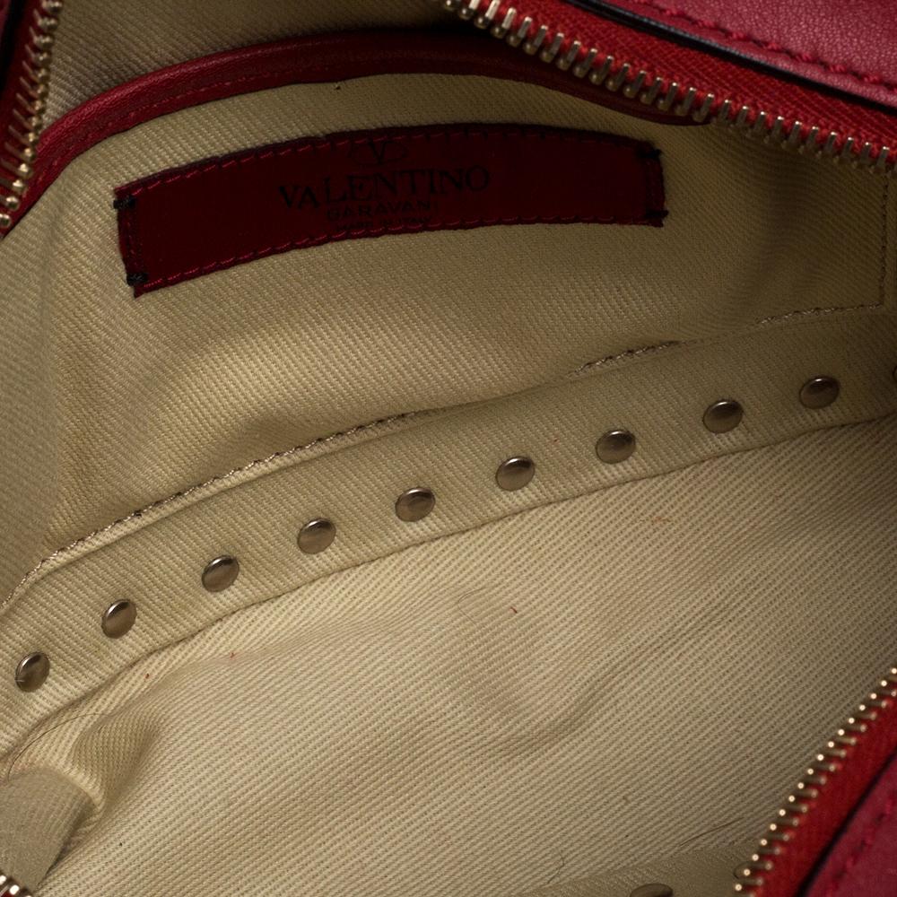 Valentino Red Leather Rockstud Camera Crossbody Bag 3