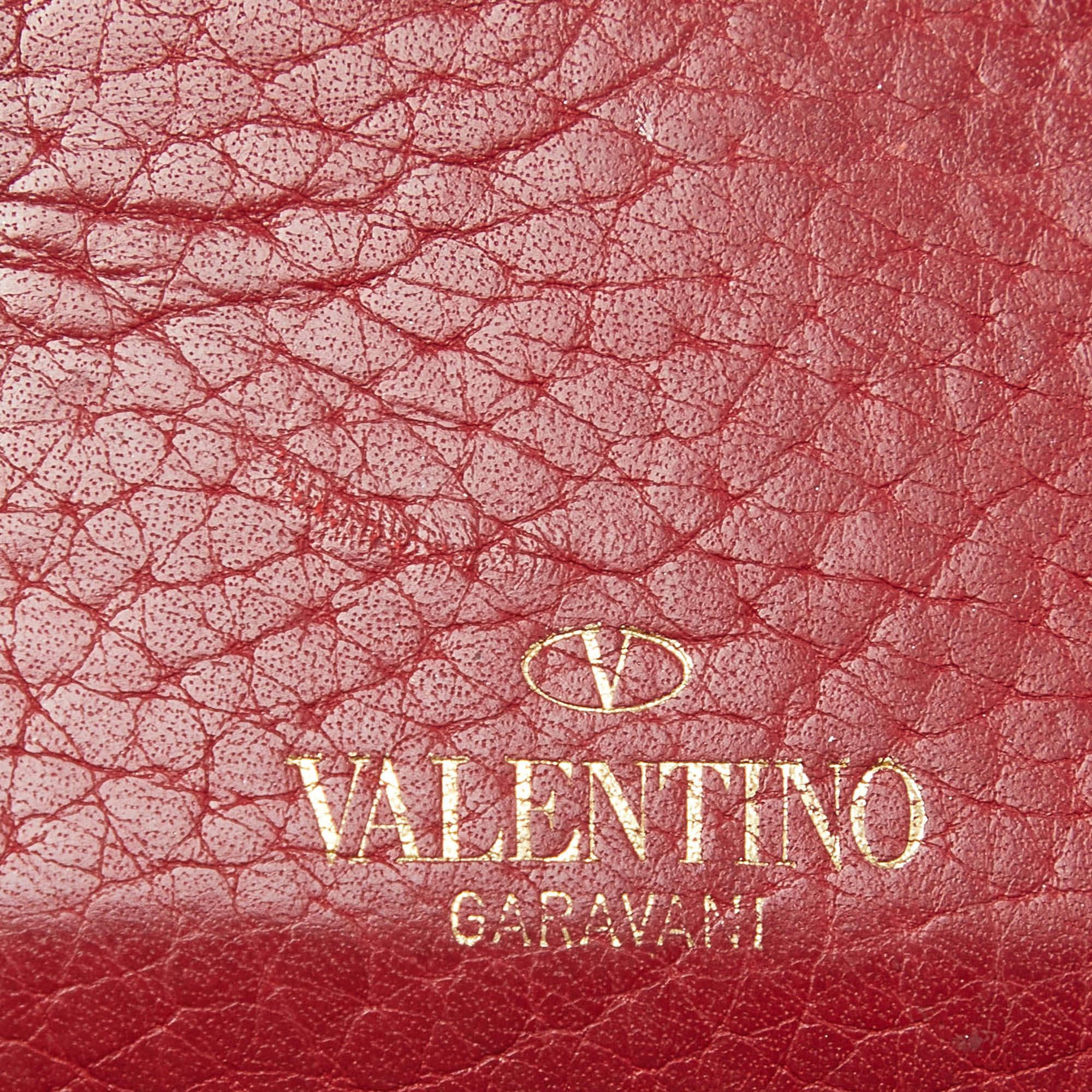 Valentino Red Leather Rockstud Card Holder For Sale 4
