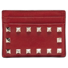 Valentino Red Leather Rockstud Card Holder
