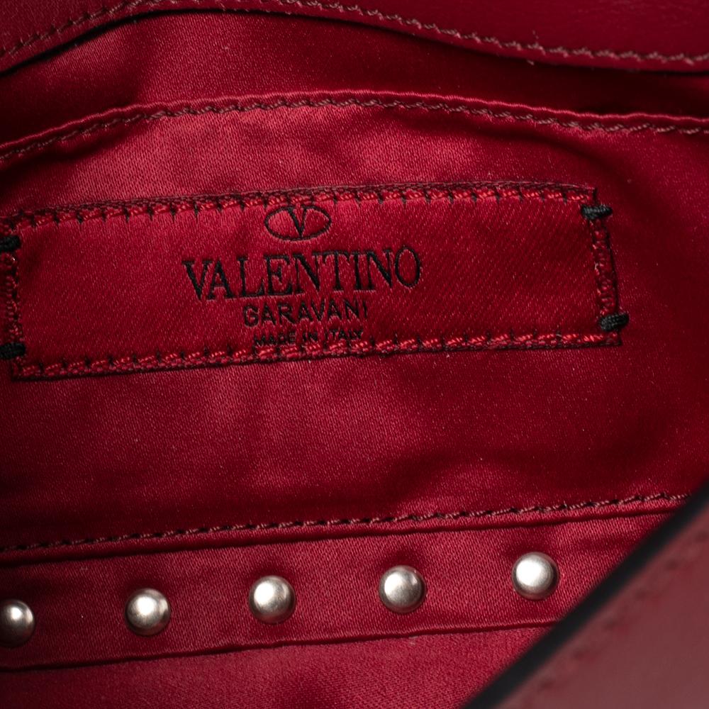 Valentino Red Leather Rockstud Chain Clutch Bag 4