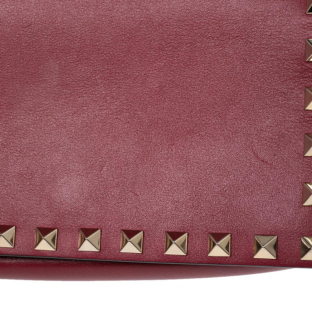 Valentino Red Leather Rockstud Chain Clutch Bag 1