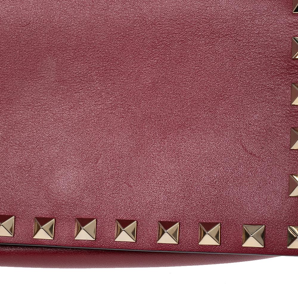 Valentino Red Leather Rockstud Chain Clutch Bag 2