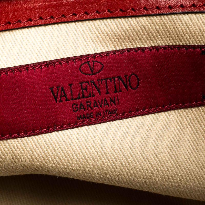 Valentino Red Leather Rockstud Chain Hobo 5