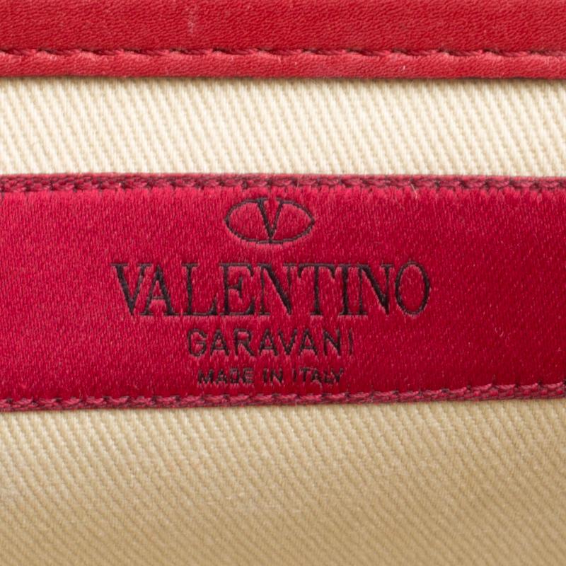 Valentino Red Leather Rockstud Medium Glam Lock Flap Bag 3