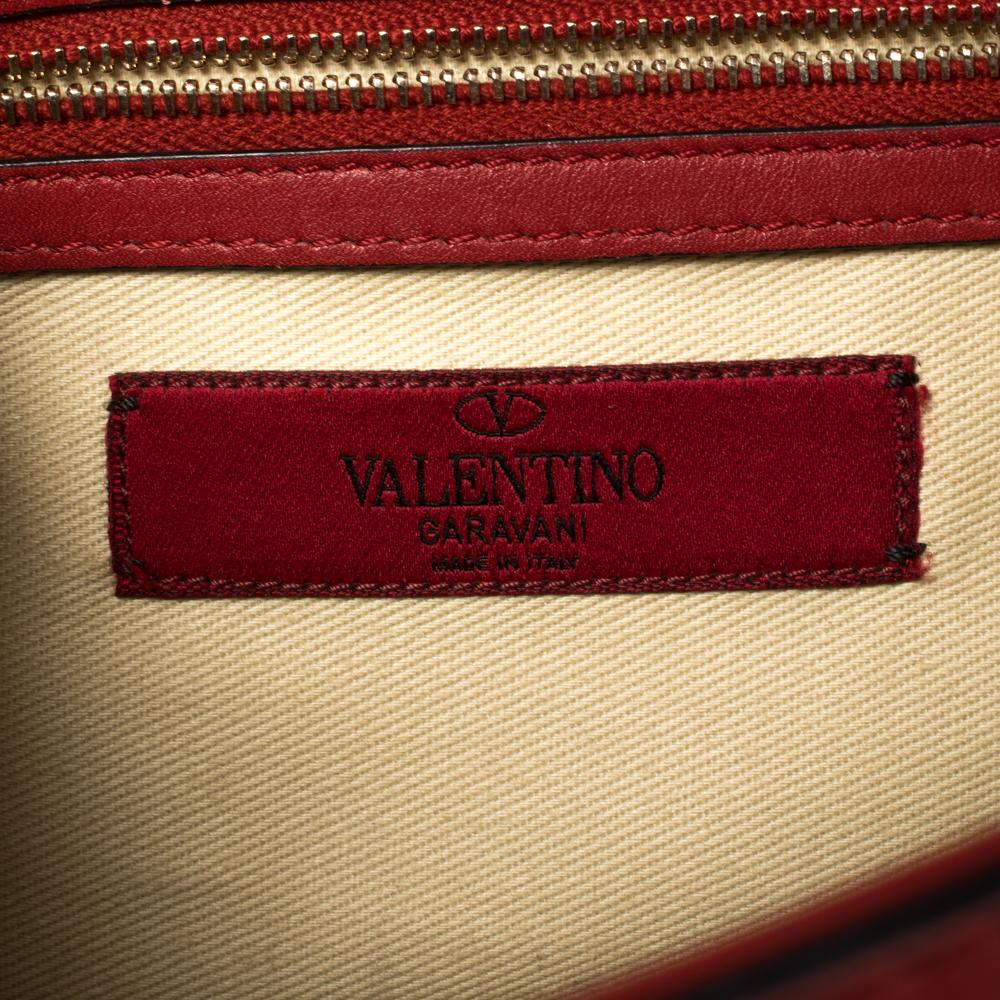 Valentino Red Leather Rockstud Medium Glam Lock Flap Bag 3