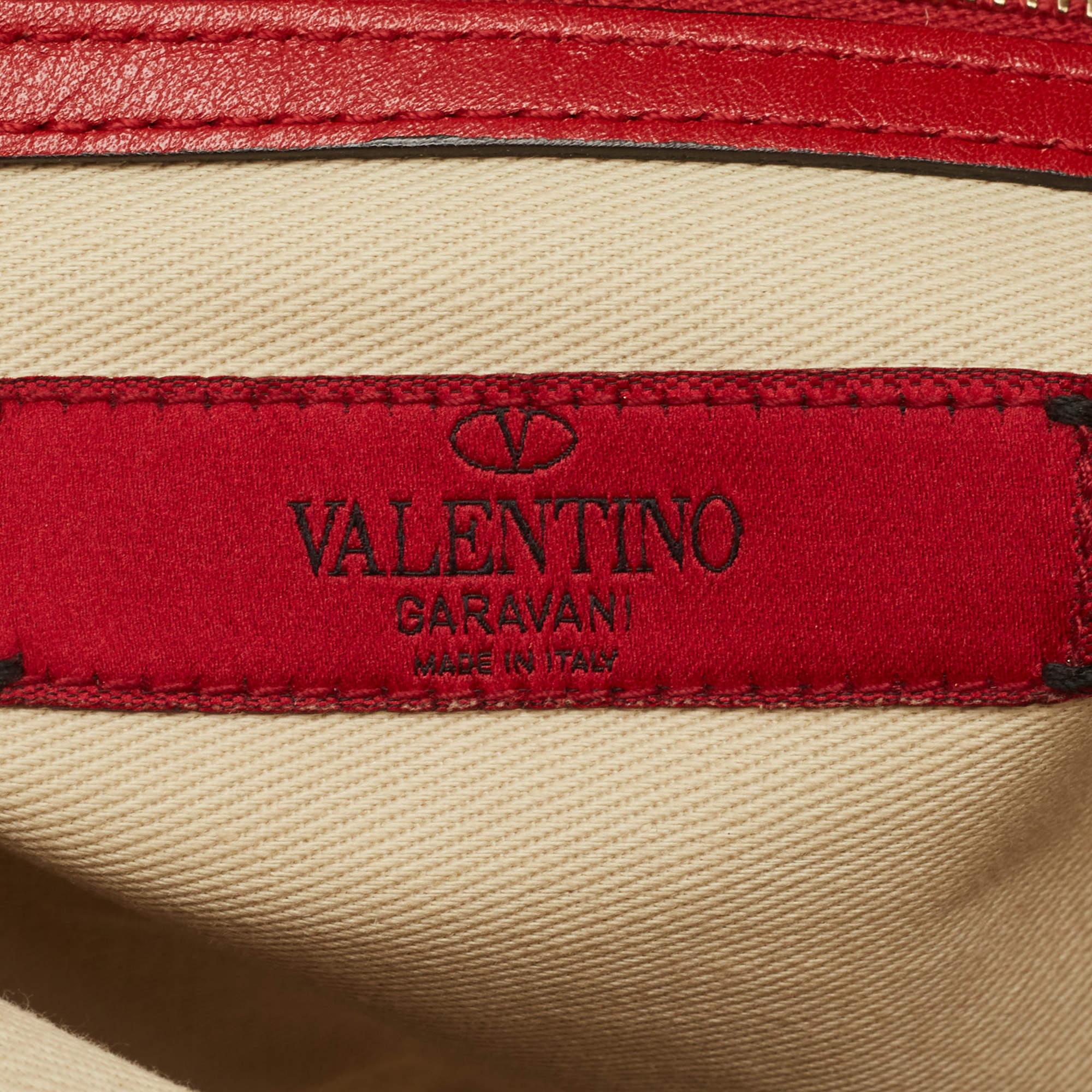 Valentino Red Leather Rockstud Slip Zip Pouch 1