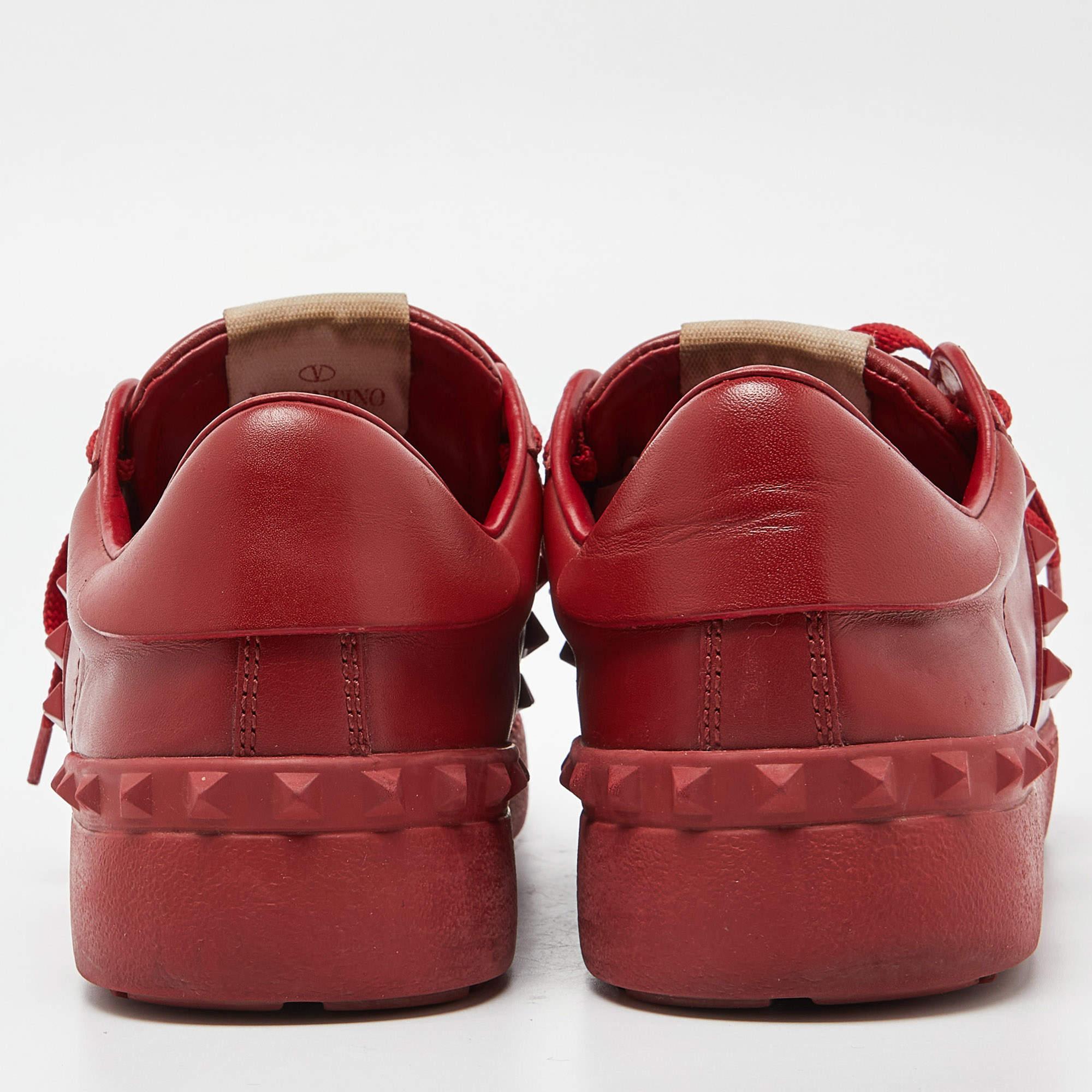 Valentino Red Leather Rockstud Untitled Sneakers Size 37 4