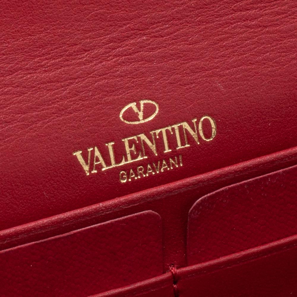 Valentino Red Leather Rockstud Wallet On Chain 5