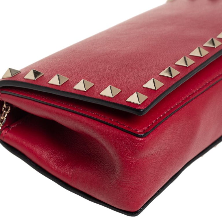 Valentino Red Rockstud Wallet on Chain at 1stDibs