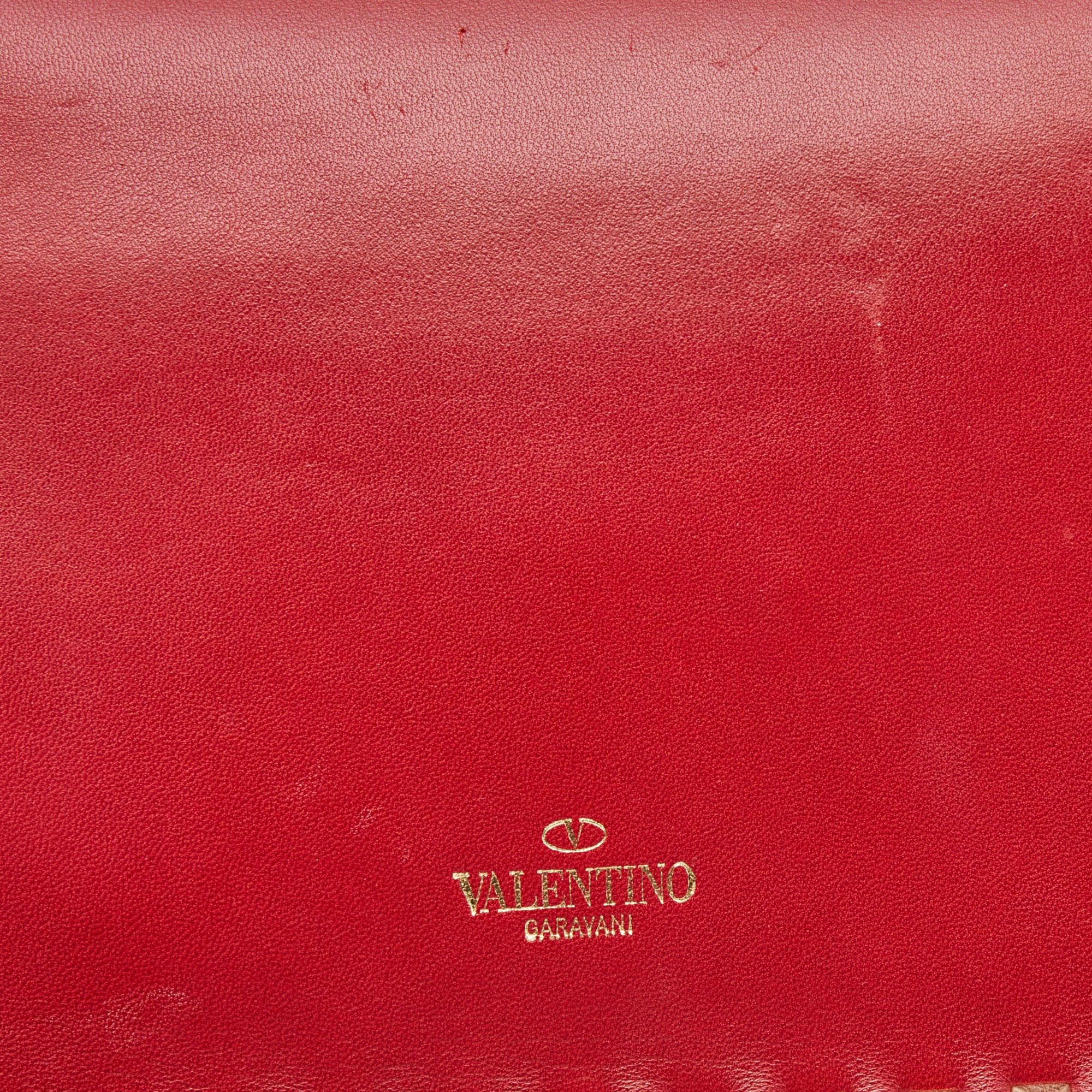 Valentino Red Leather Rockstud Wristlet Clutch 7