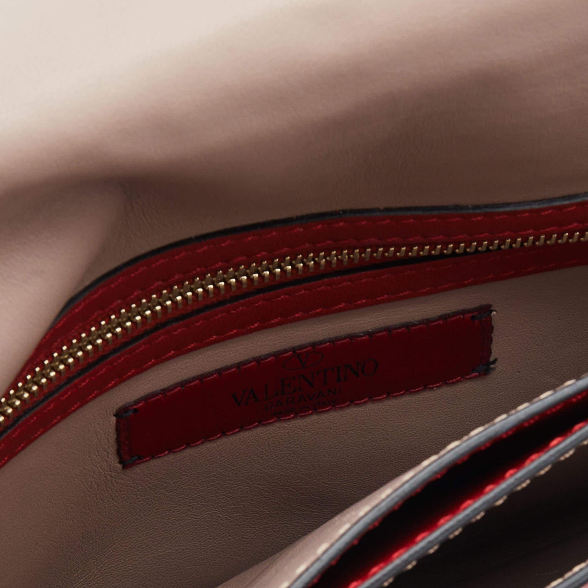 Valentino Red Leather Rockstud Wristlet Clutch 10