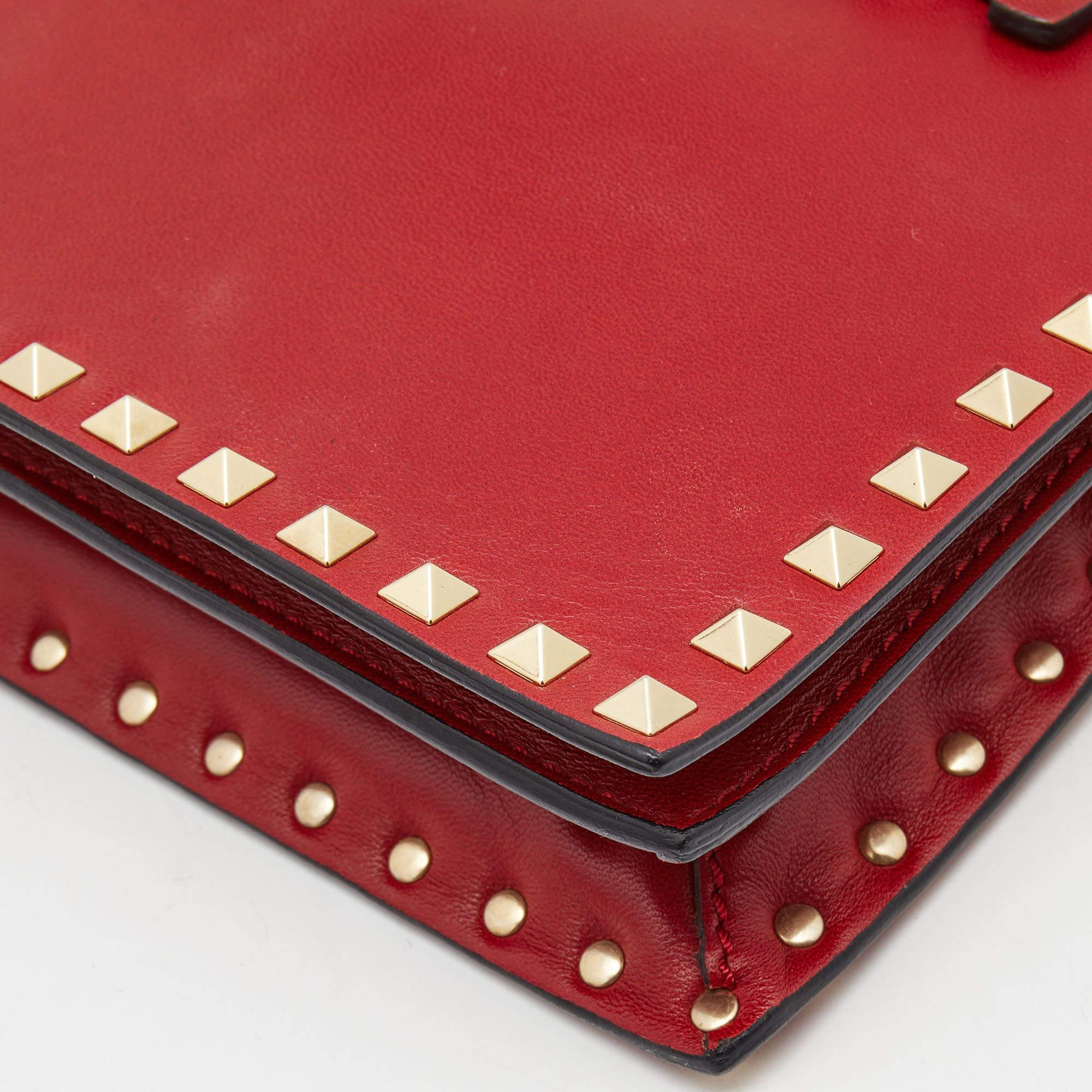 Valentino Red Leather Rockstud Wristlet Clutch 1
