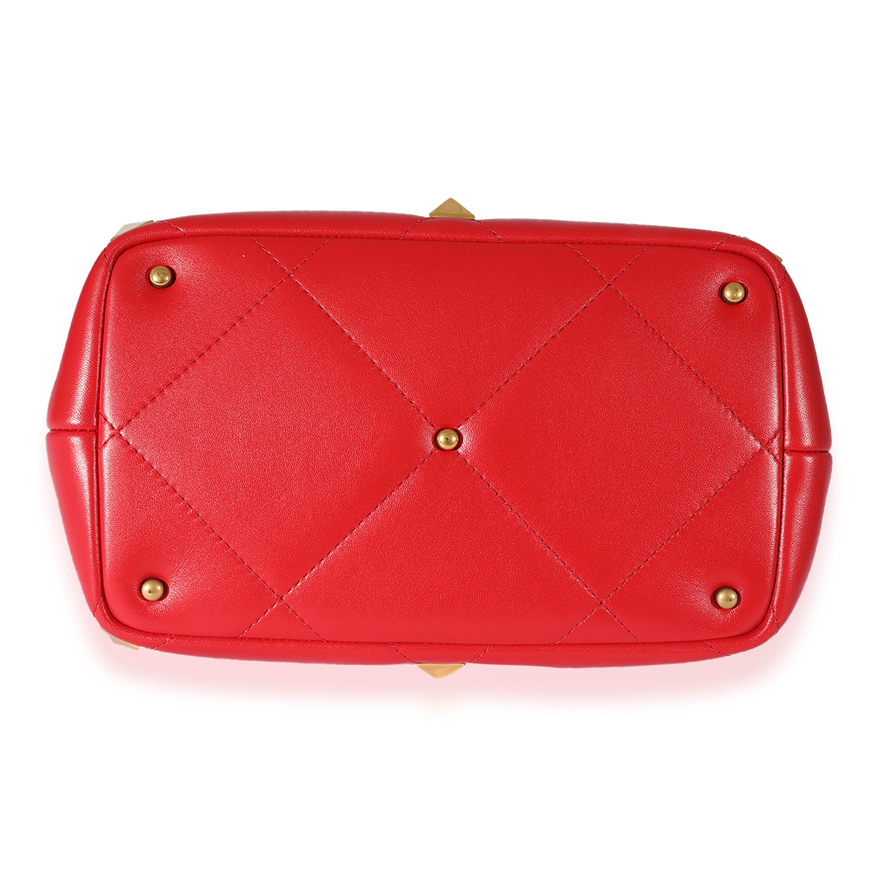 Women's Valentino Red Leather Roman Stud Top Handle