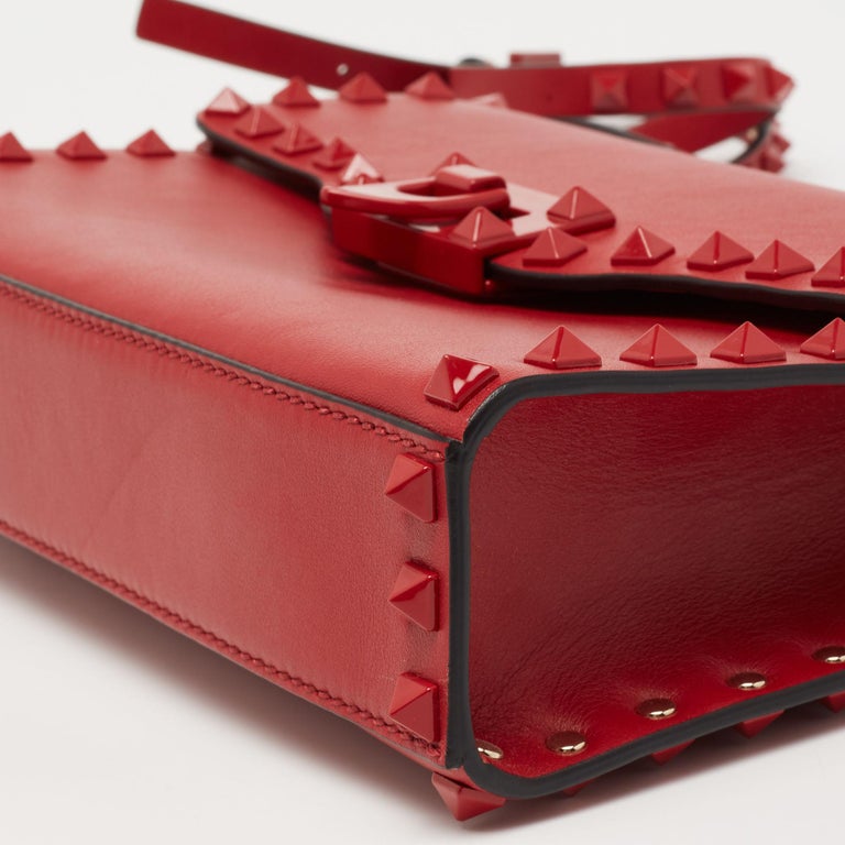 Valentino Red Leather Small Rockstud Crossbody Bag at 1stDibs