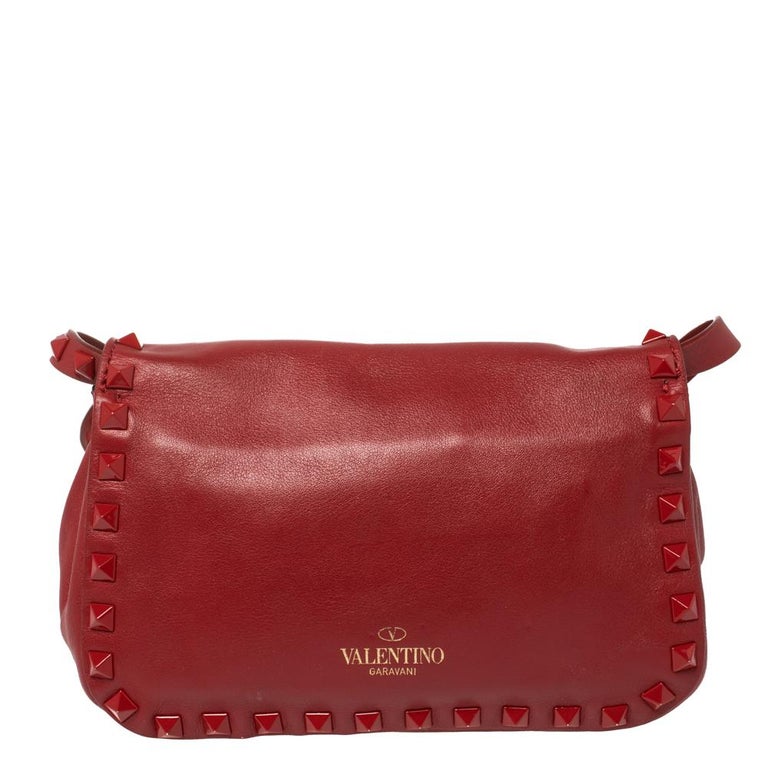 Valentino Red Leather Small Rockstud Crossbody Bag at 1stDibs