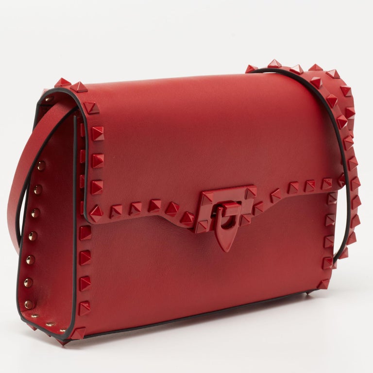 Valentino Red Leather Small Rockstud Crossbody Bag at 1stDibs