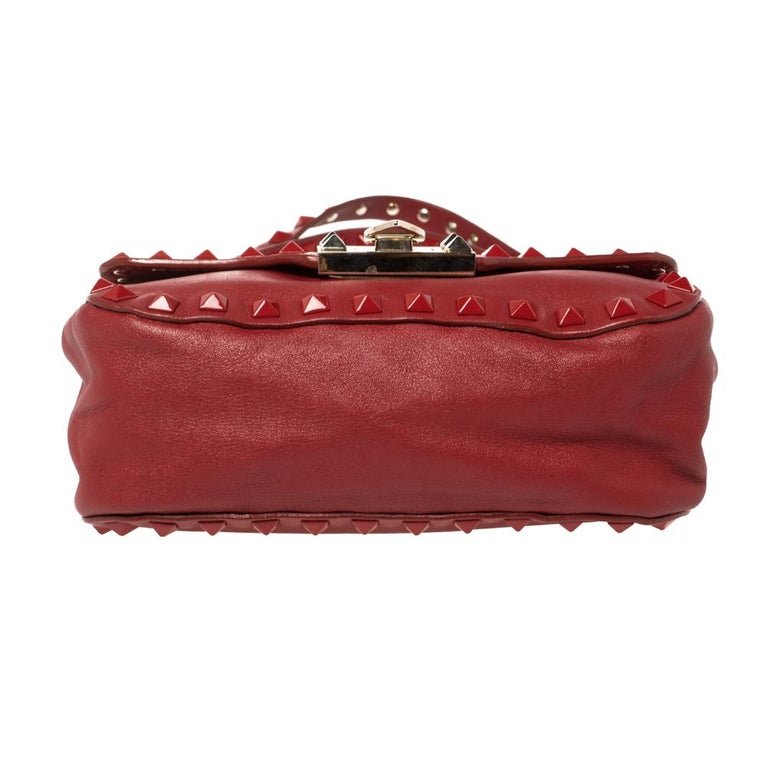 Valentino Red Leather Small Rockstud Crossbody Bag at 1stDibs