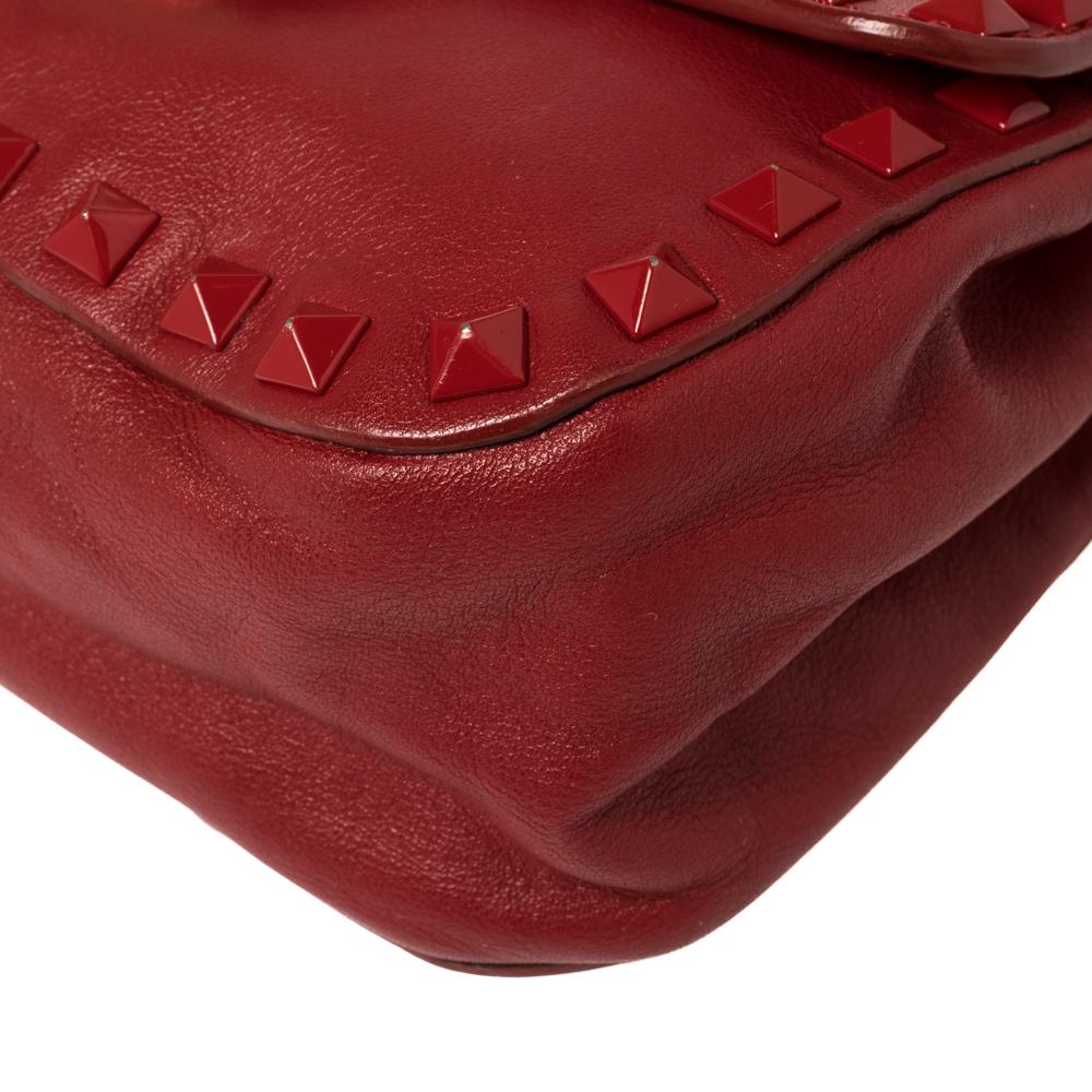 Women's Valentino Red Leather Small Rockstud Crossbody Bag