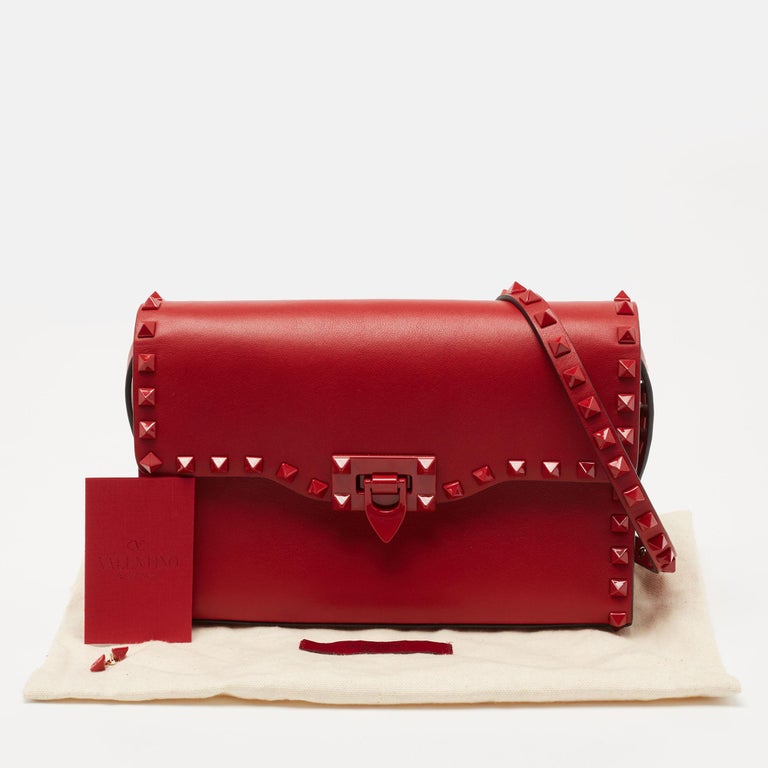 Valentino Red Leather Small Rockstud Crossbody Bag at 1stDibs