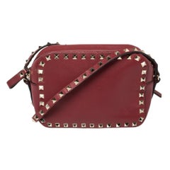 Valentino Red Leather Small Rockstud Crossbody Bag