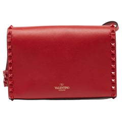 Valentino Red Leather Small Rockstud Crossbody Bag
