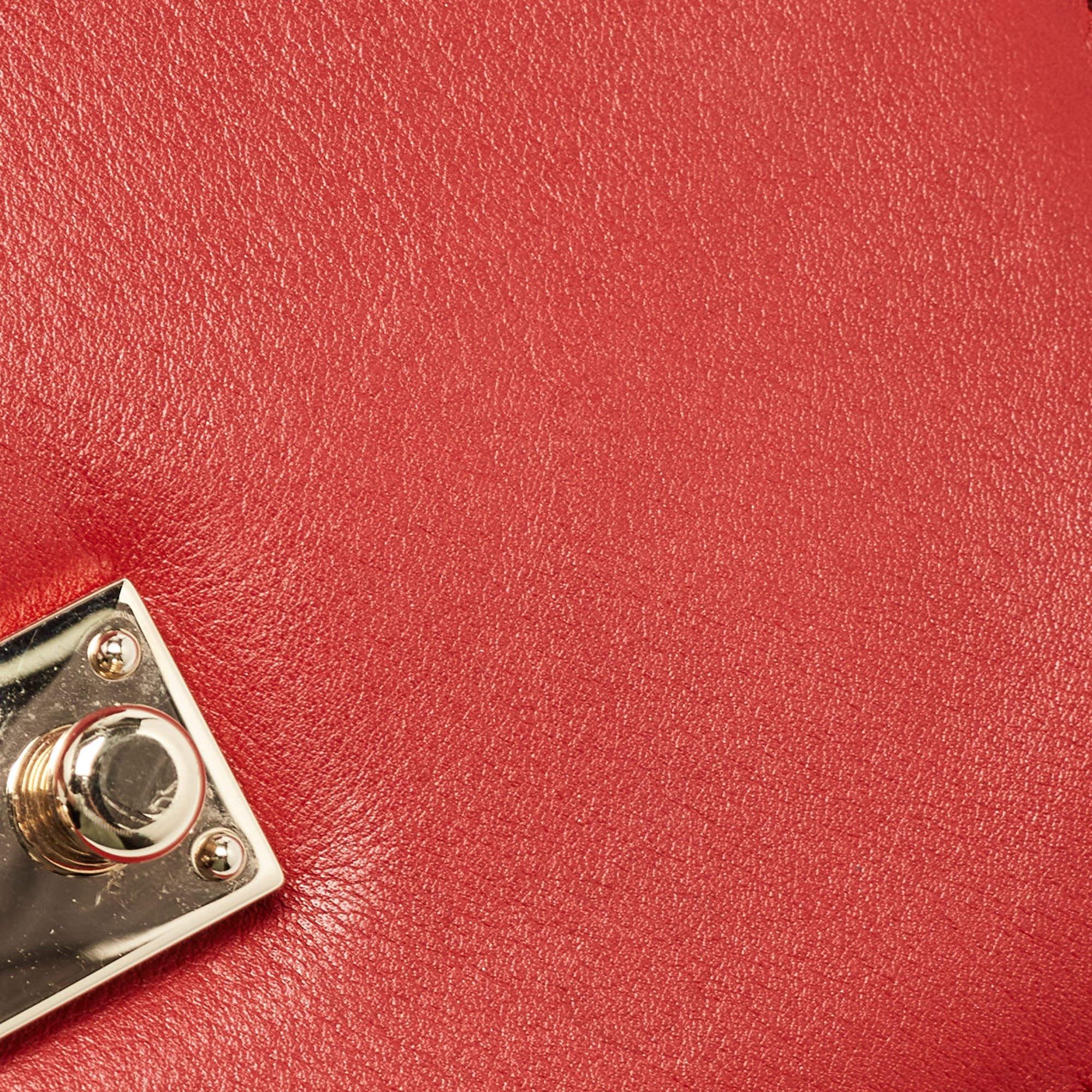 Valentino Red Leather Small Rockstud Glam Lock Flap Bag For Sale 5