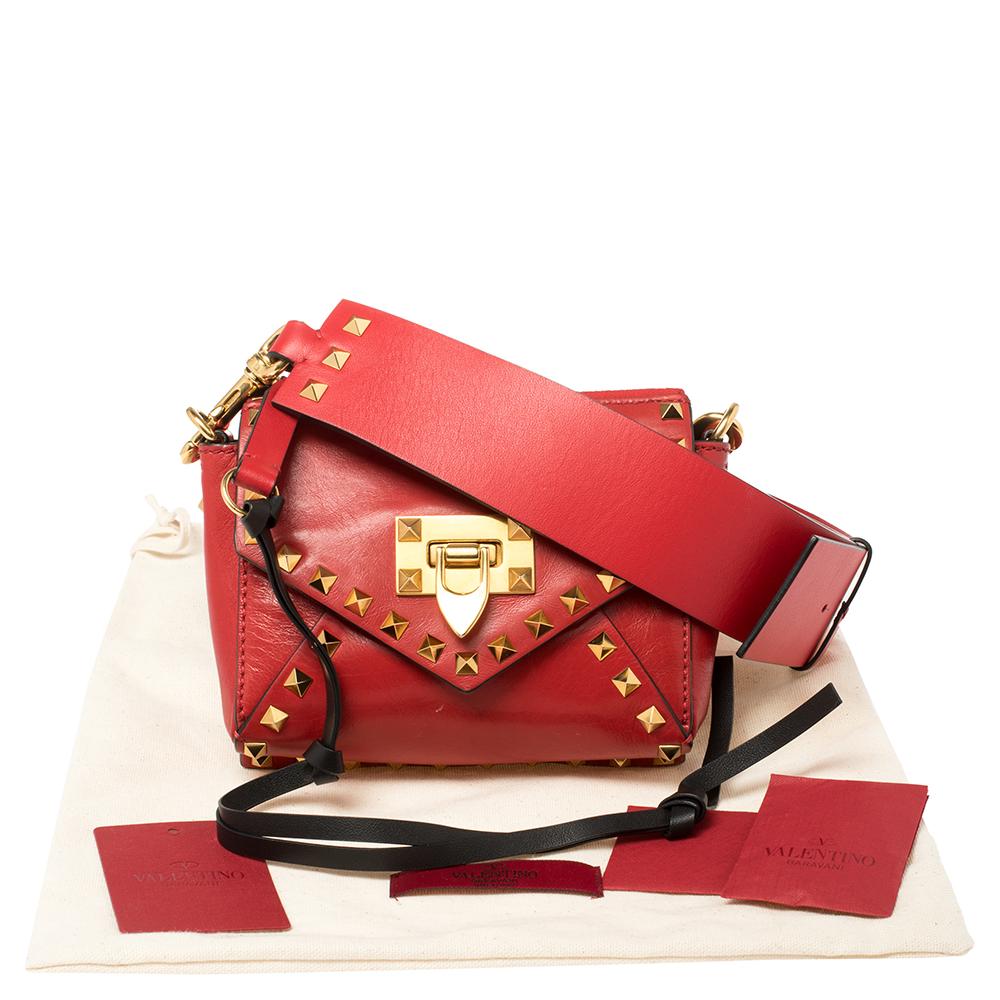 Valentino Red Leather Small Rockstud Hype Shoulder Bag 4