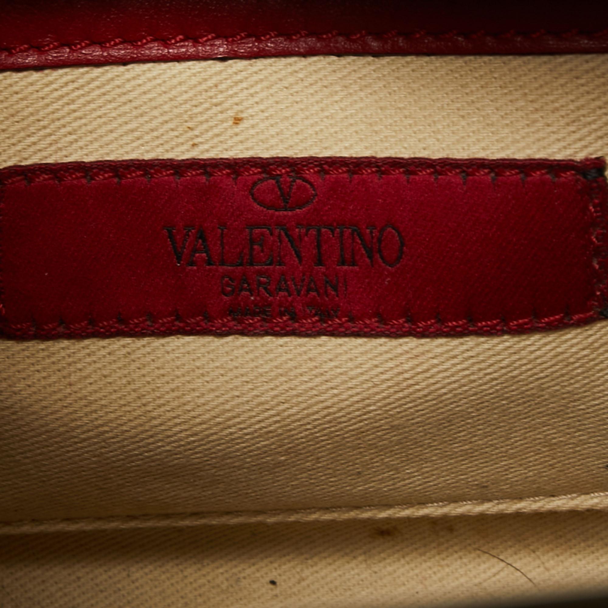 Valentino Red Leather Small Rockstud Tote 3