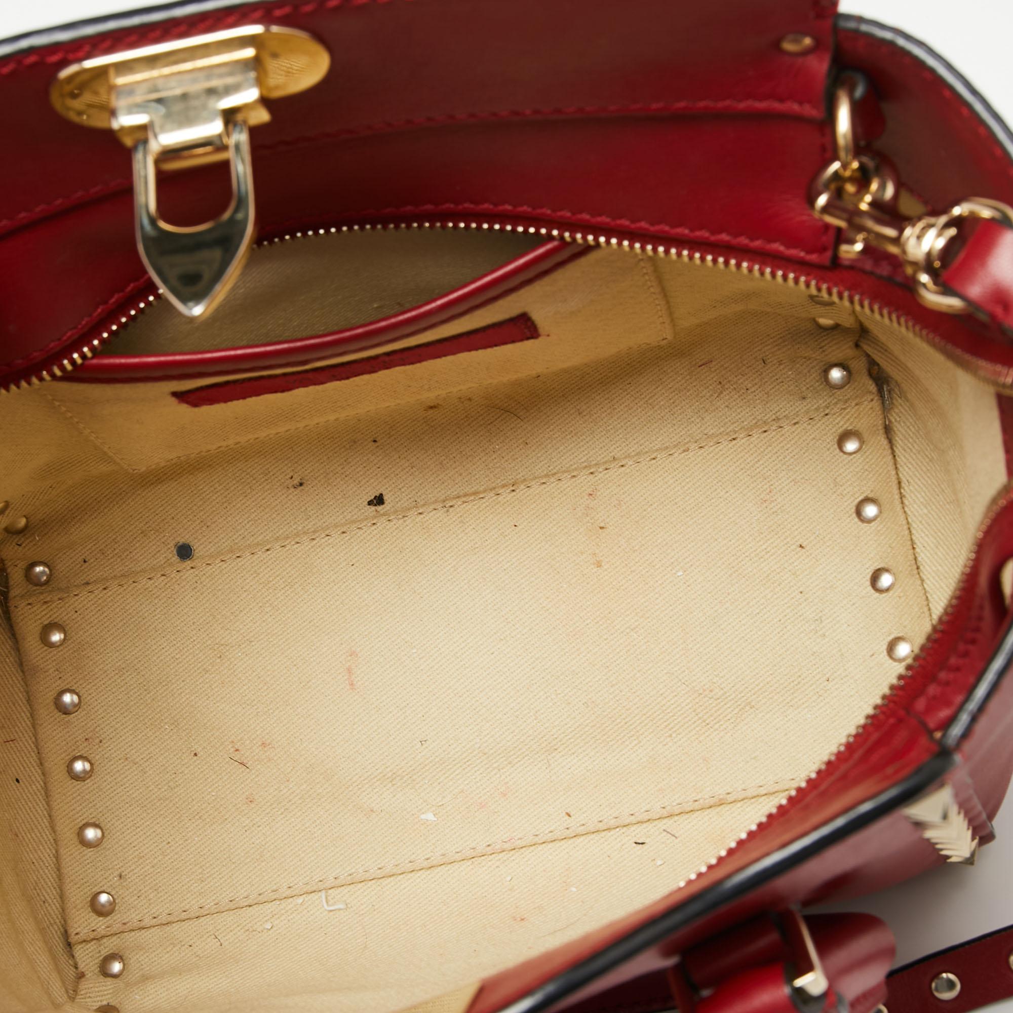 Valentino Red Leather Small Rockstud Tote 4