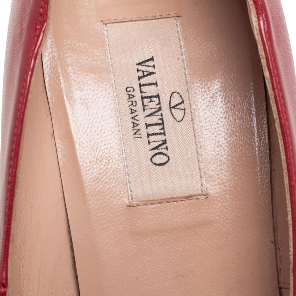 Valentino Red Leather Soul Rockstud Block Heel Pumps Size 37.5 2
