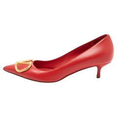 Valentino Red Leather V Logo Pumps Size 37.5