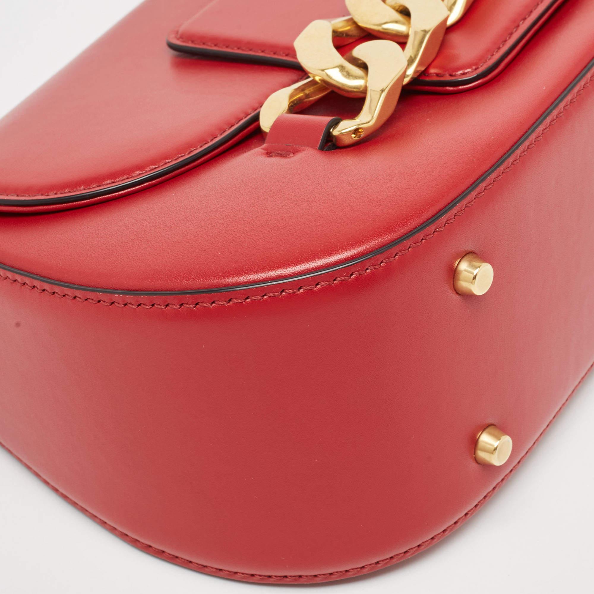 Valentino Red Leather VLogo Chain Bag 6