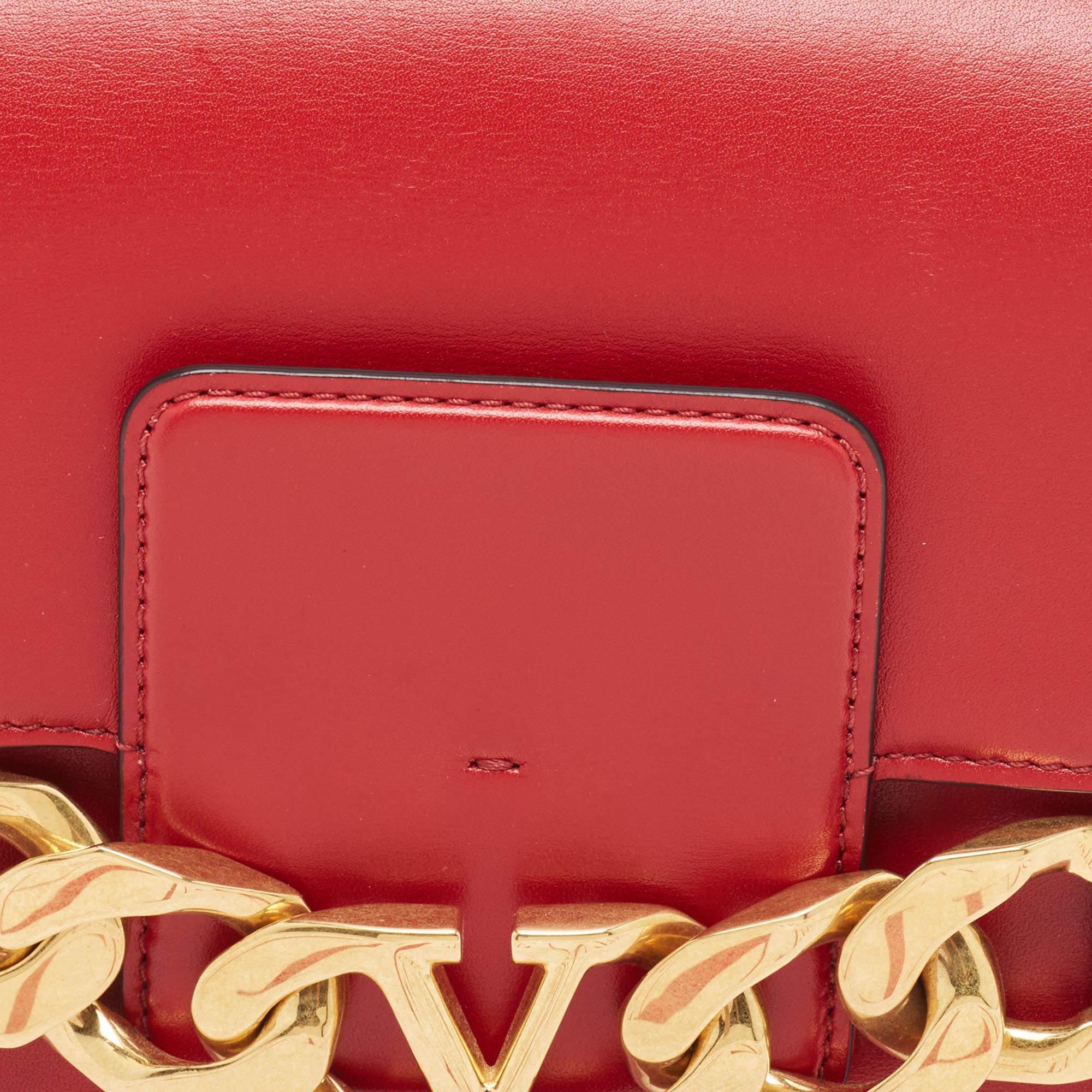 Valentino Red Leather VLogo Chain Bag 9