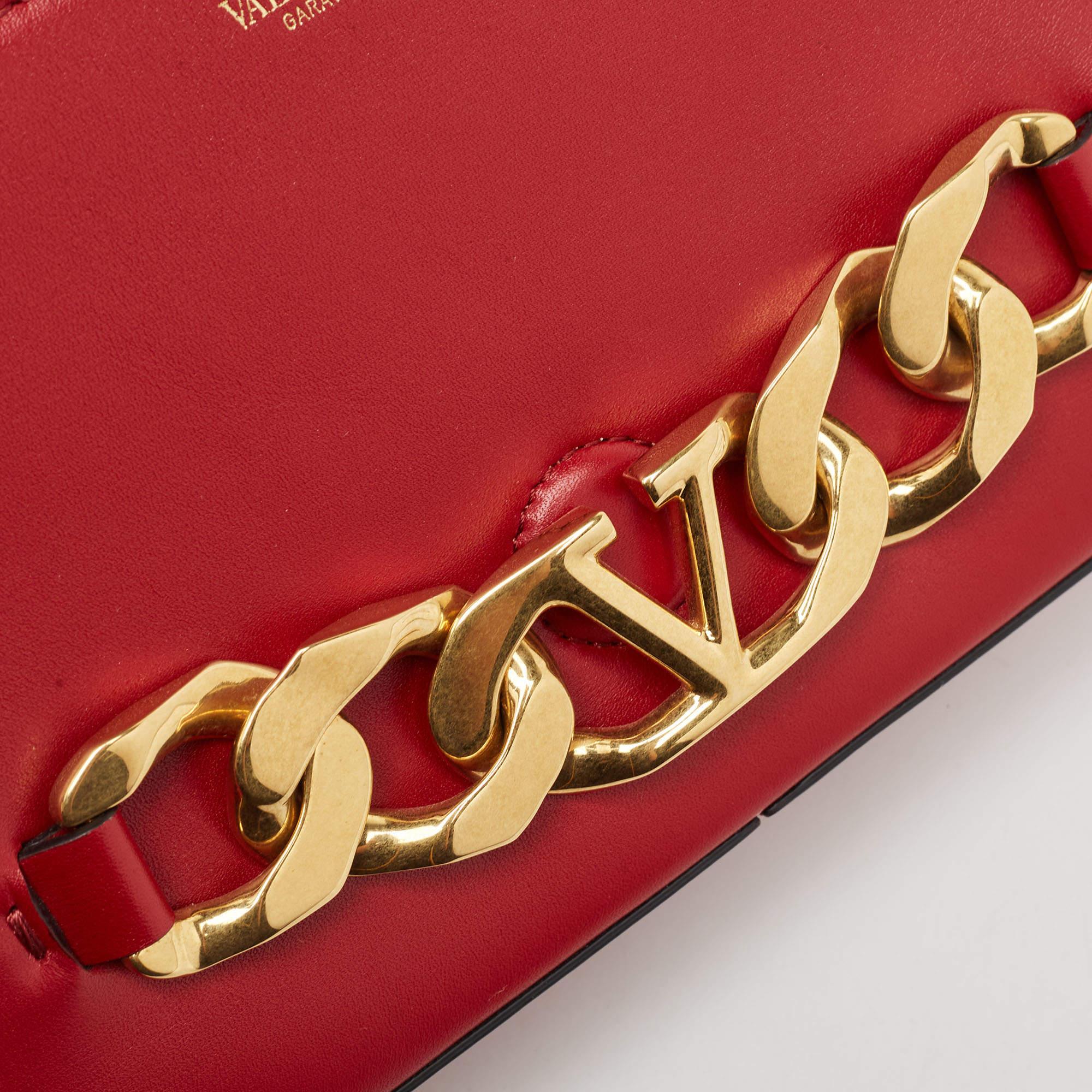 Women's Valentino Red Leather VLogo Chain Bag