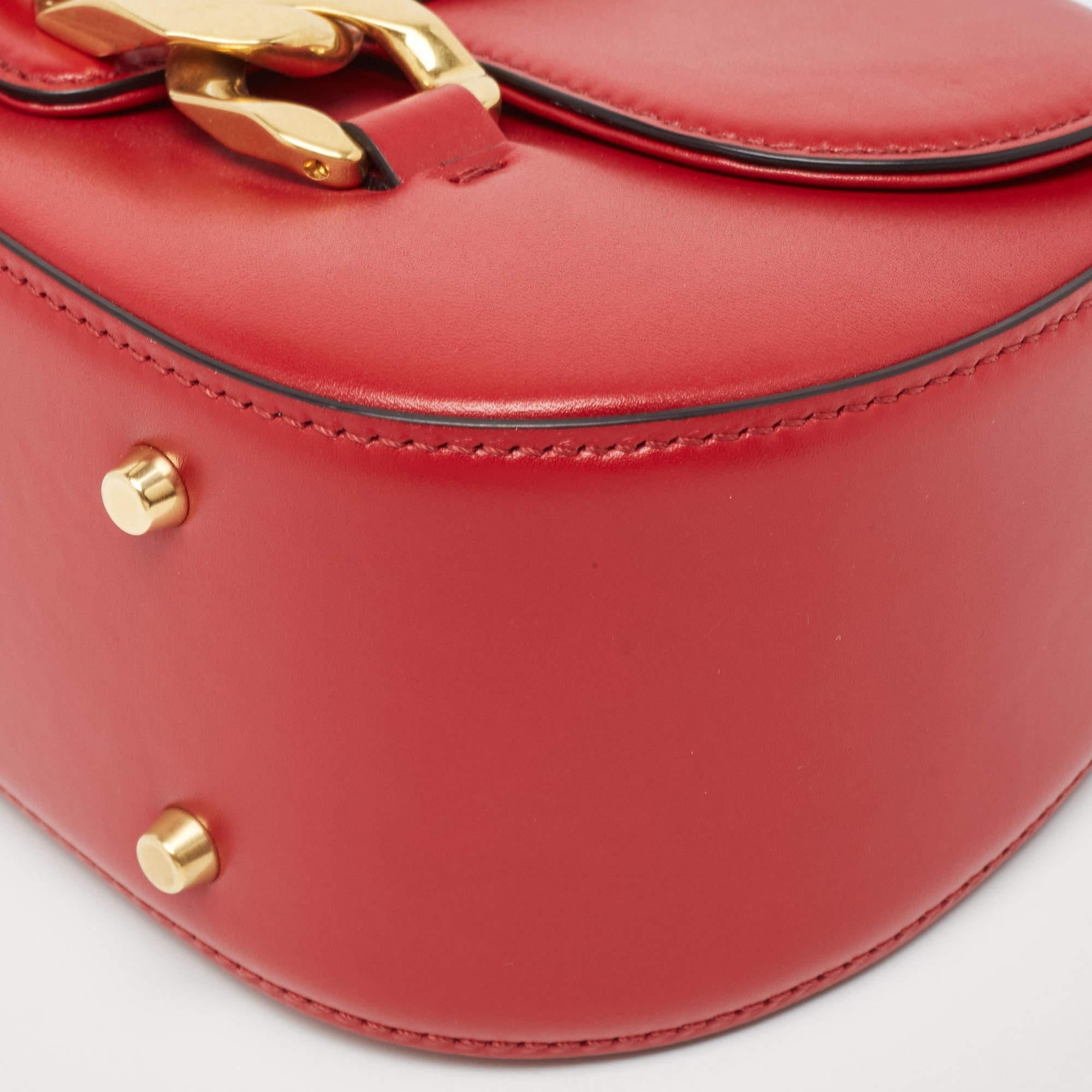 Valentino Red Leather VLogo Chain Bag 5