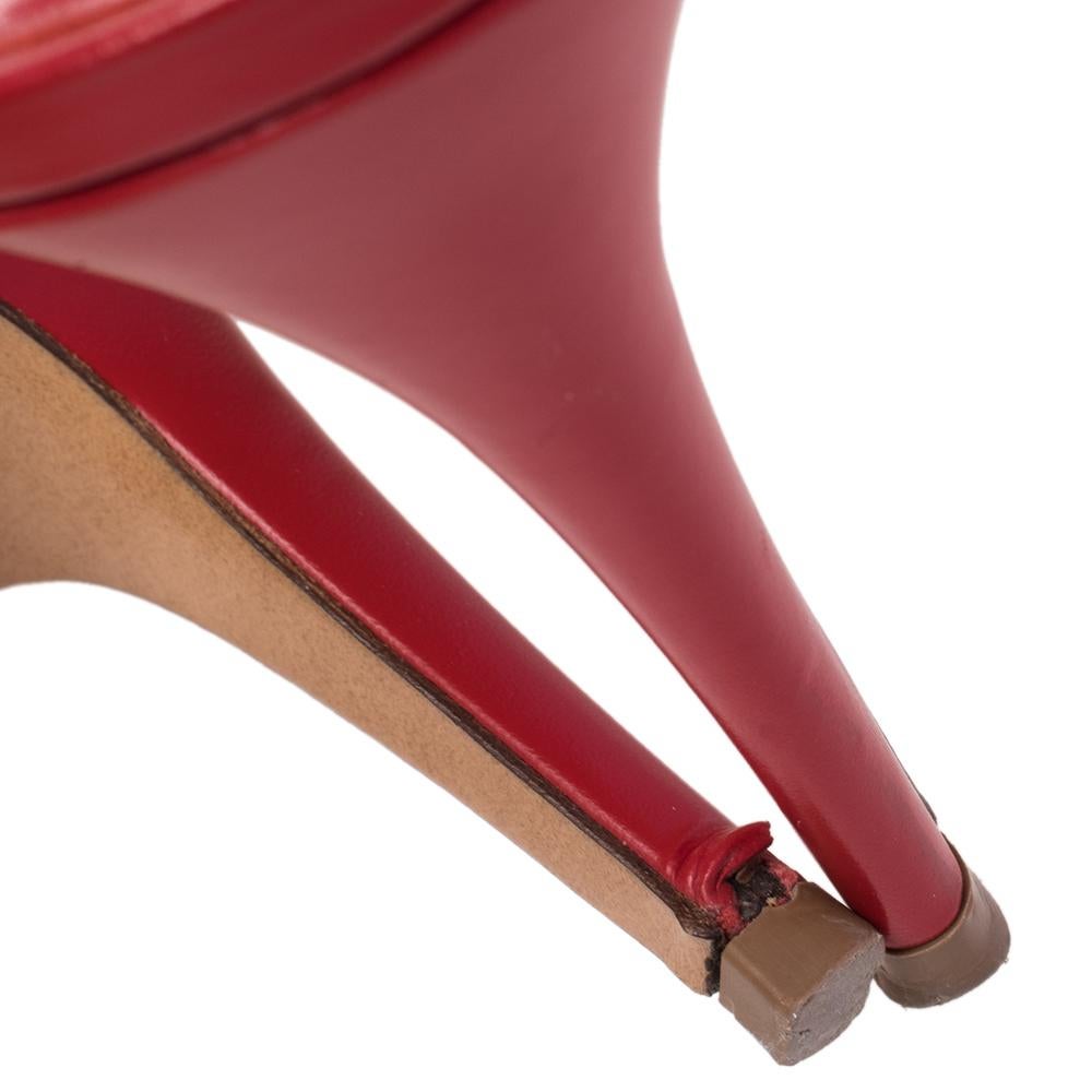 Valentino Red Leather Vlogo Slingback Sandals Size 36 2