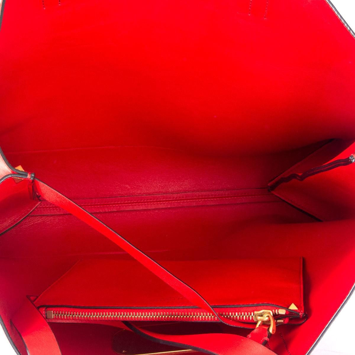 Red VALENTINO red leather VRING LARGE TOTE Bag For Sale