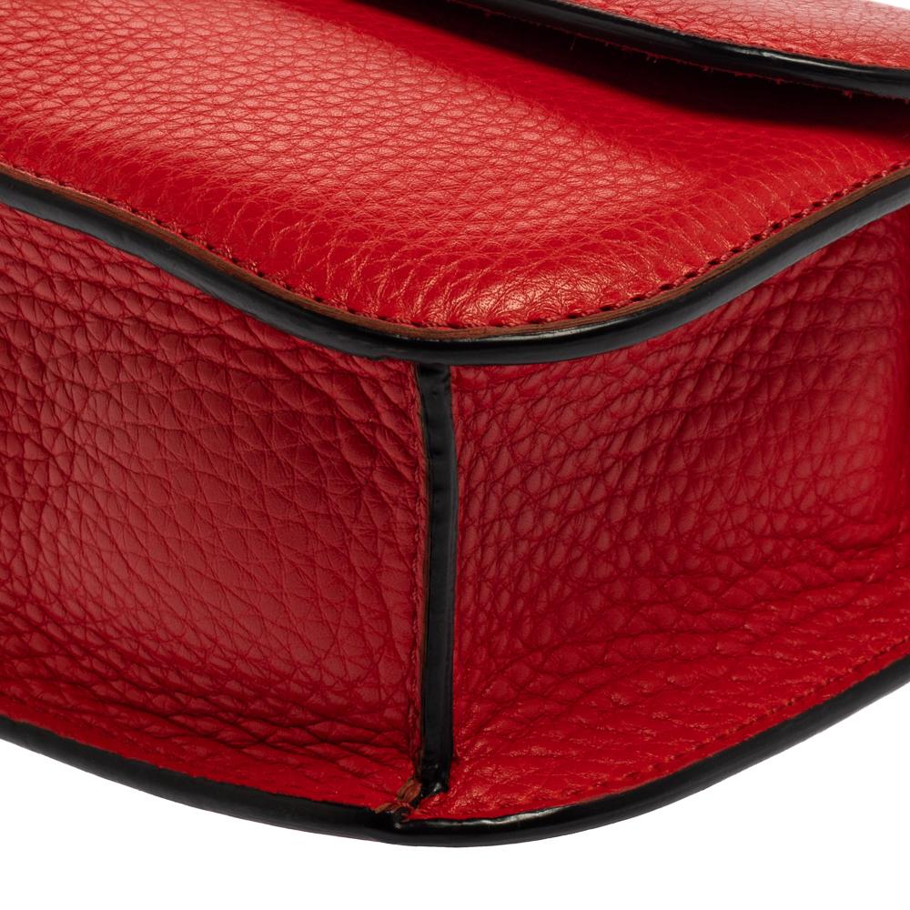 Valentino Red Lipstick Leather Medium Rockstud Glam Lock Flap Bag 3
