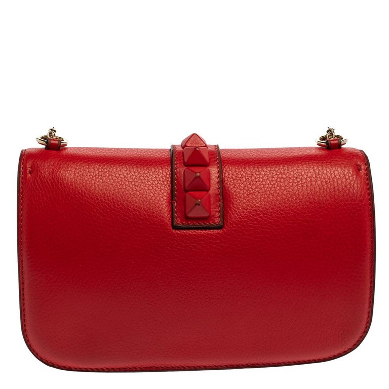 Valentino Red Lipstick Leather Medium Rockstud Glam Lock Flap Bag at 1stDibs red lipstick