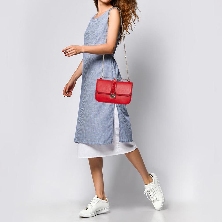 Valentino Red Lipstick Leather Medium Rockstud Glam Lock Flap Bag at 1stDibs red lipstick