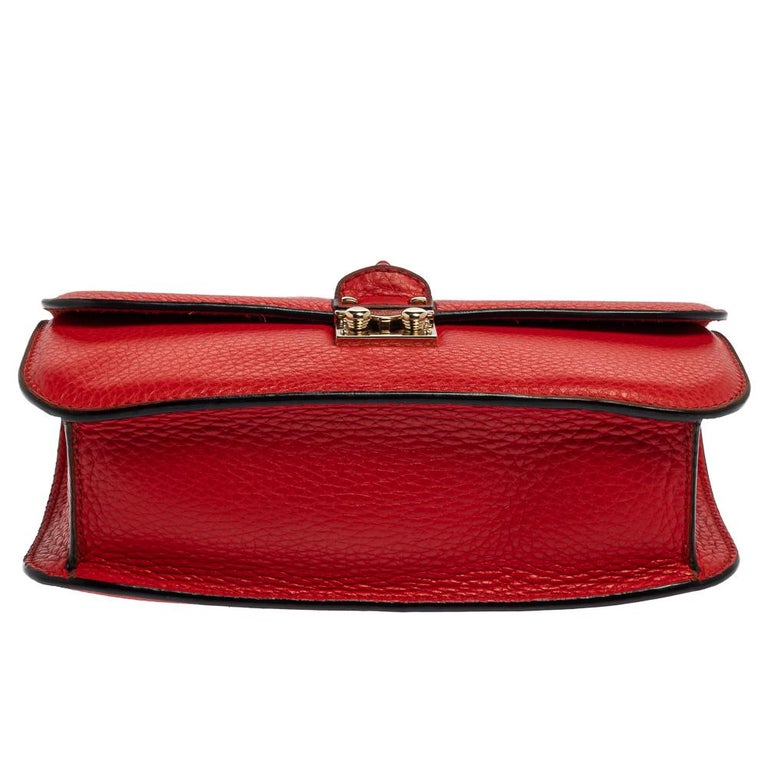 Valentino Red Lipstick Leather Medium Rockstud Glam Lock Flap Bag at 1stDibs red lipstick