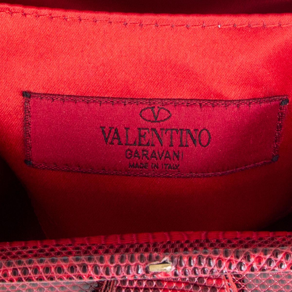 VALENTINO red LIZARD Frame Top Handle Evening Bag In Excellent Condition In Zürich, CH