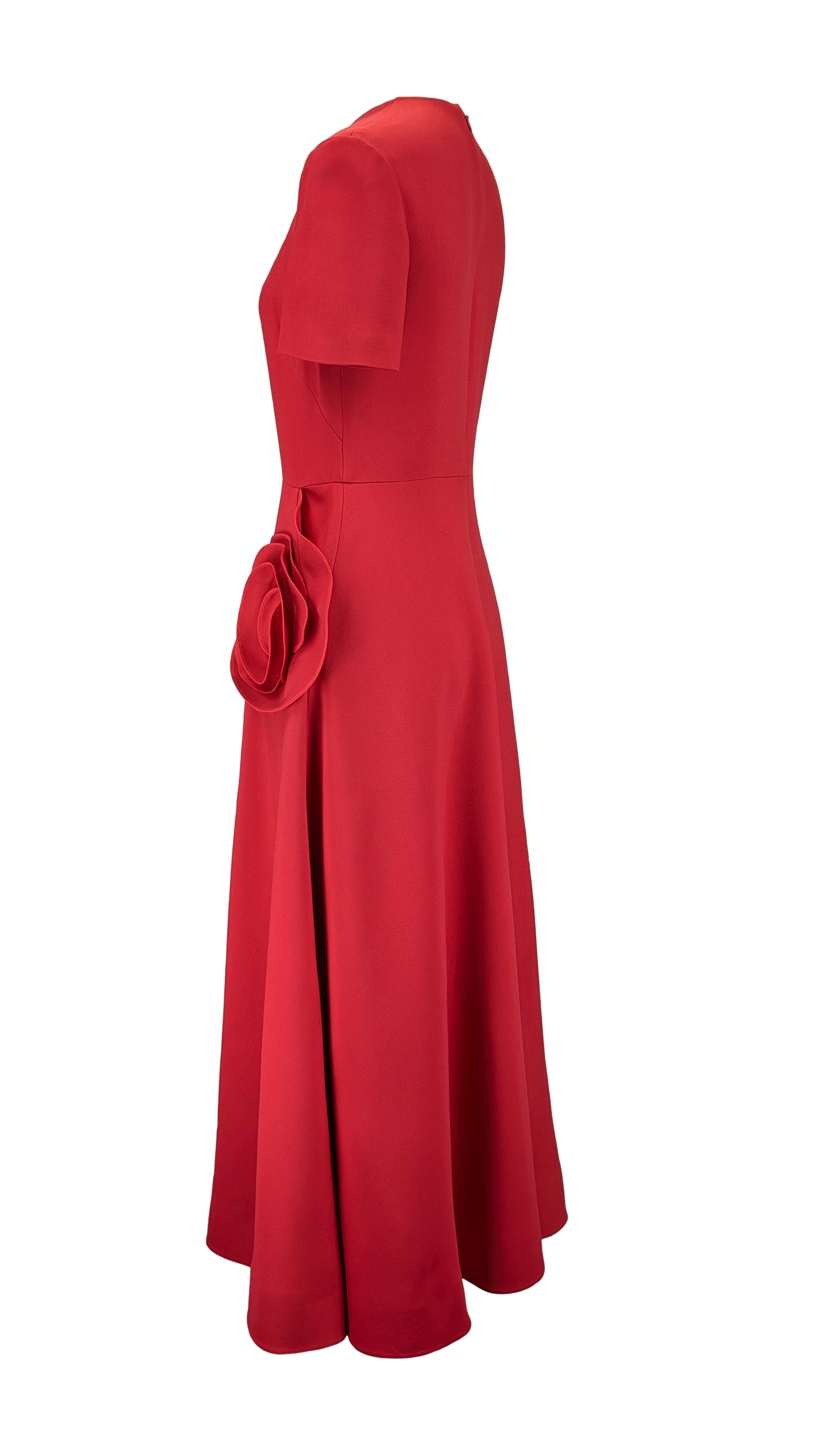 VALENTINO red midi dress In Excellent Condition For Sale In Rubiera, RE