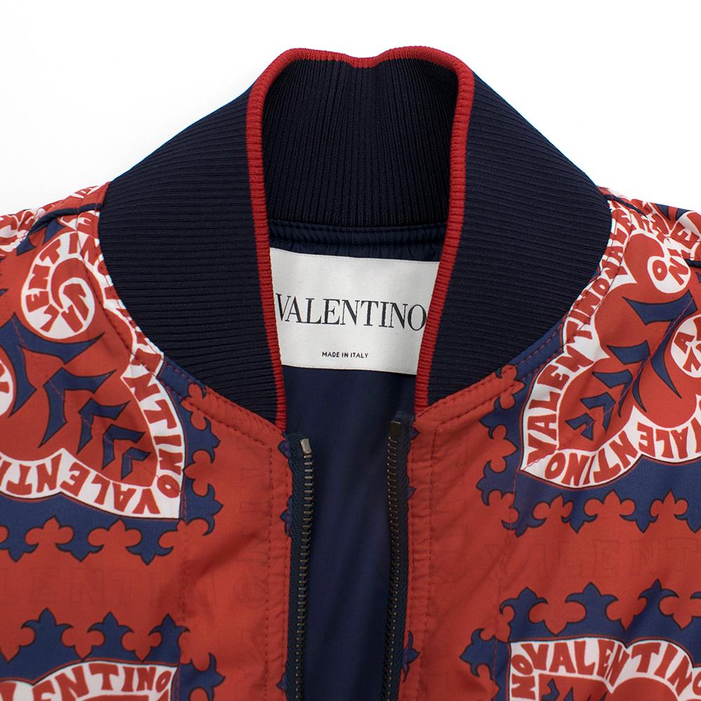 Red Valentino red & navy logo print bomber jacket SIZE 40 (Italy)