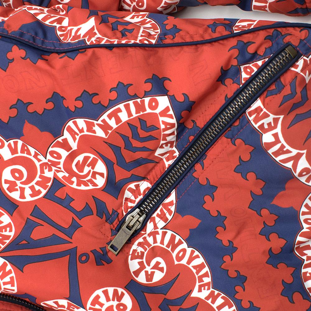 Valentino red & navy logo print bomber jacket SIZE 40 (Italy) 2